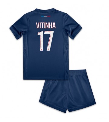 Paris Saint-Germain Vitinha #17 Primera Equipación Niños 2024-25 Manga Corta (+ Pantalones cortos)